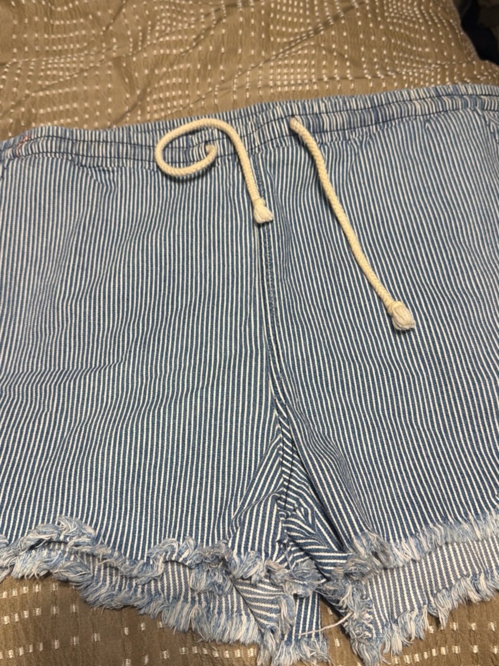 Striped Blue Drawstring WomenShorts